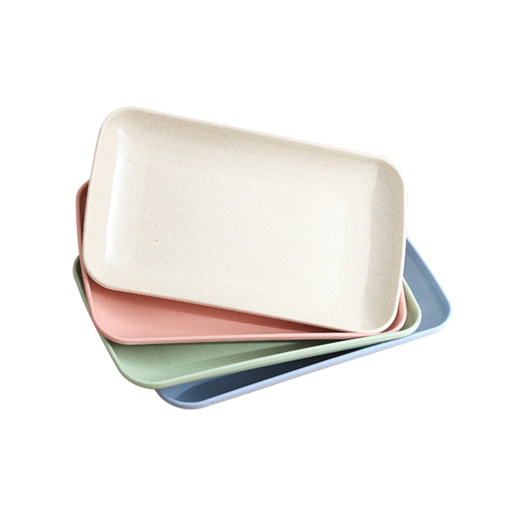 4pcs Dishes Household Dinner Plate Food Plate Microwave Oven Available Eco-Friendly Home Kitchen Utensils Pink Green Blue Beige: Mixed Color