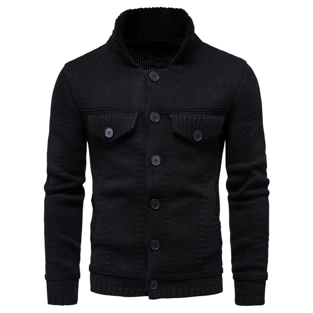 Cardigan da uomo per il tempo libero, in cotone, per le mezze stagioni, morbido cardigan con bottoni e tasche, maglione invernale spesso jacquard con bottoni, cardigan a maglia grossa, maglione con
