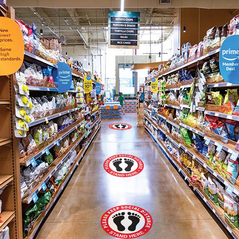 Social Distancing Sticker Waterproof Traffic Distancing Stickers Guidance Keep 2M Away for Retail Shop Restaurant School Public