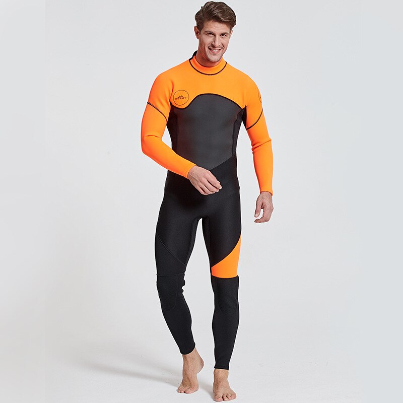 Men's 3mm Neoprene Wetsuits Back Zip Full Wetsuit Blue/Black Long Sleeve for Snorkeling, Scuba Diving, Surfing