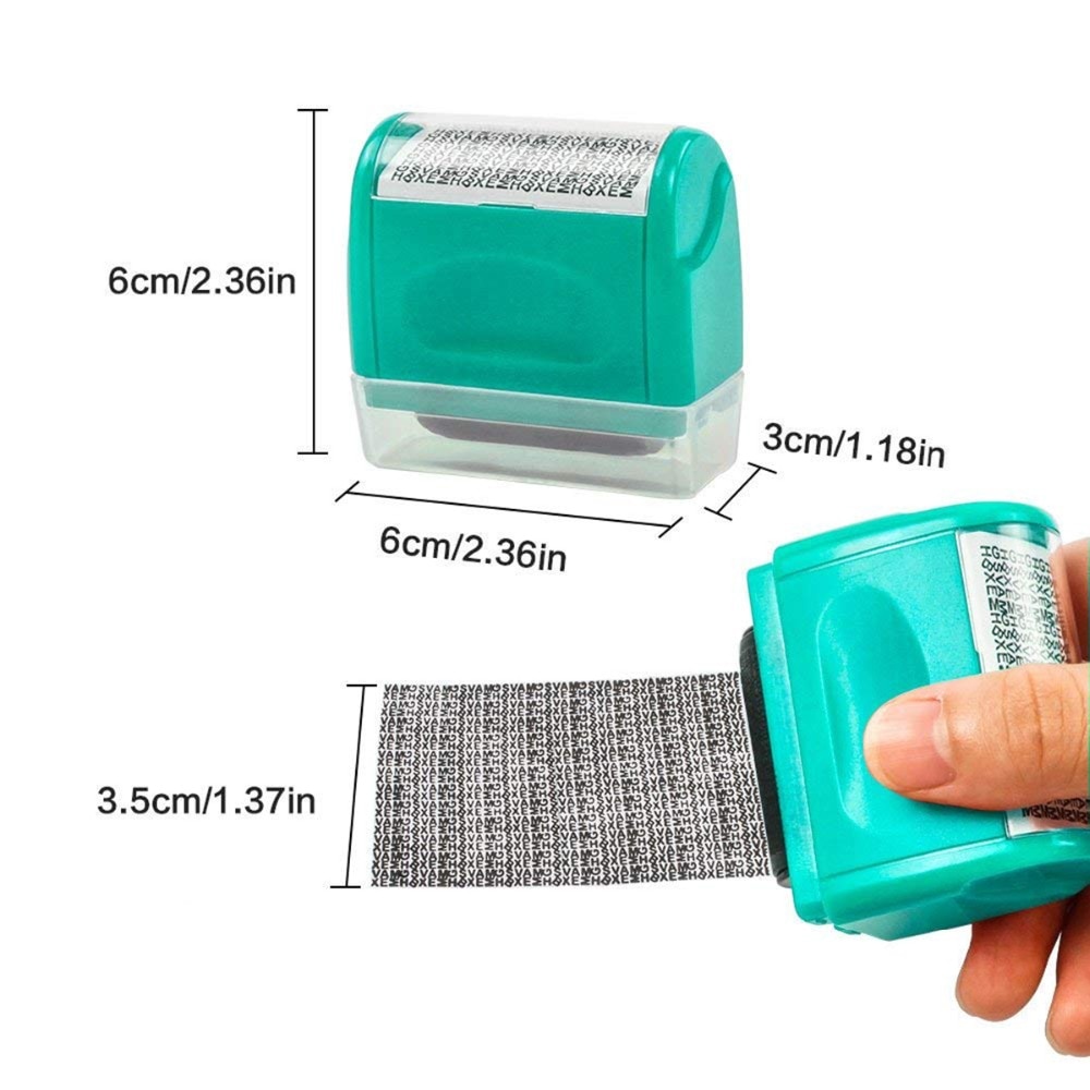 Roller Self Inking Stock Stamp Seal Theft Protection Code Guard Your ID Confidentiality Confidential Seal Office File Stamp Tool