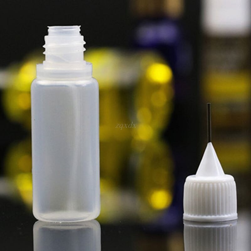 5 x10ml tomma plastflaskor för vätskedroppar med metallnål