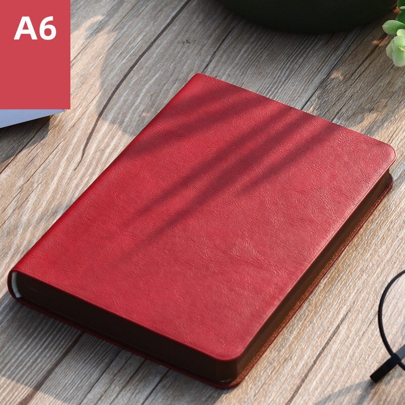 Portable mini notebook small notepad Exquisite printing book Students learn to write and office notebooks Leather A6 notebook: Red