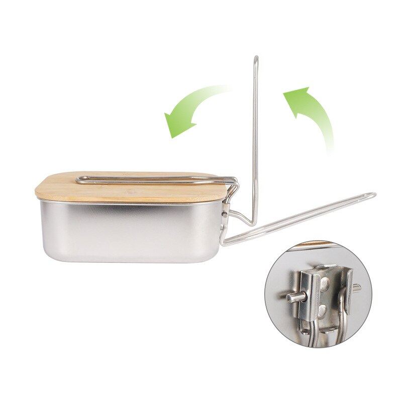 Portable Stainless Steel Lunch Bento Box Outdoor Camping Barbecue Picnic Cutting Board Lid Container