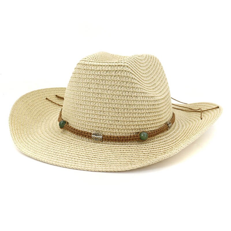 Zomerhoed voor dames, geweven vorm panama strohoed, heren riemvorm hoeden strand zonnehoed jazz hoeden western cowboy petten