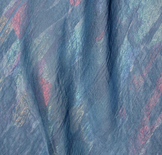 Dancing Stage Cosplay Dress Chiffon Fabric Bronzed Flowing Fabric Shiny Thin Fabric Bronzing Costume Fabric DIY 1M: Blue
