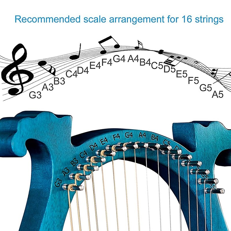 Zani Lier Harp,16 String Mahonie Lier Harp,16 String Lier Unieke Patronen Gesneden Fonetische Symbool, voor Muziek Liefhebbers Beginners,Etc
