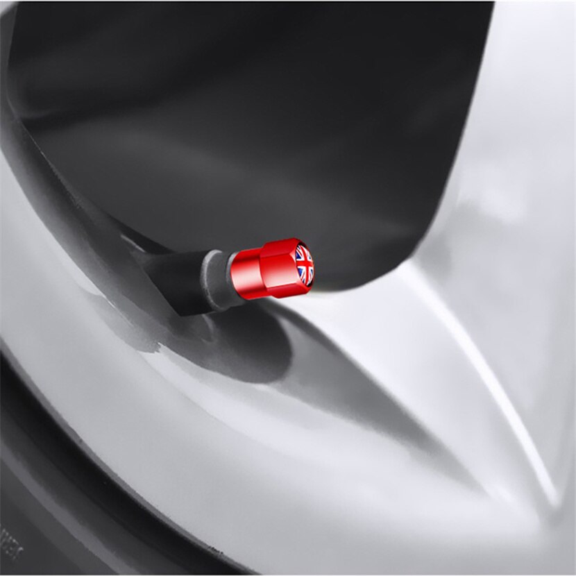 4 Uds. Tapones de válvula antirrobo para neumáticos bandera de Inglaterra tapones de válvula de vástago de rueda de aleación para VW Mazda Dodge Bmw Ford Moto
