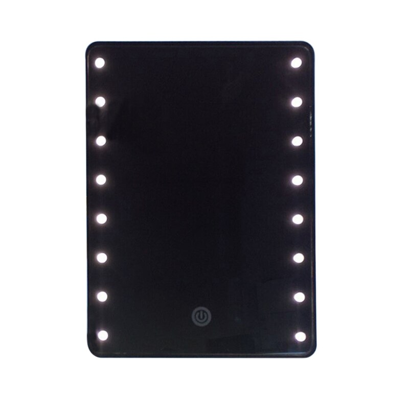 LED Touch Screen Makeup Mirror Luxury Mirror with 16/22 LED Lights 180 Degree Adjustable Table Make Up Mirror: No Base Black 16 LED