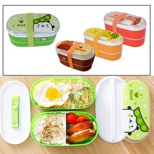 Portable Plastic Cartoon Food Container Healthy Lunch Box Bento Boxes Dinnerware For Students Cutlery Kids Children 1pcs