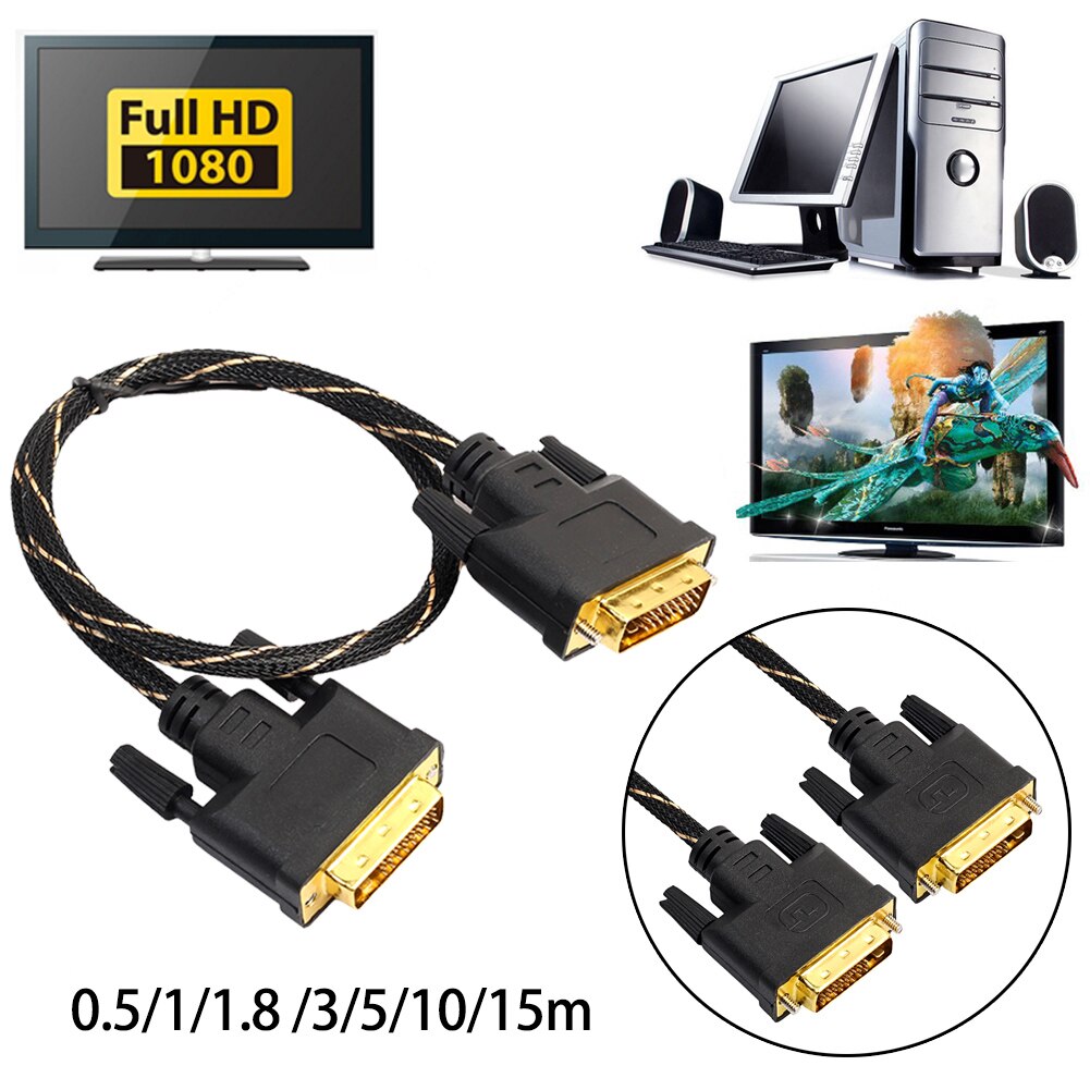 Digitale Monitor Dvi D Naar DVI-D 24 + 1 Goud Mannelijke Pin Dual Link Hd Tv Kabel Dvi Naar Dvi kabel Voor Digitale Crt-beeldschermen 0.5M-3M