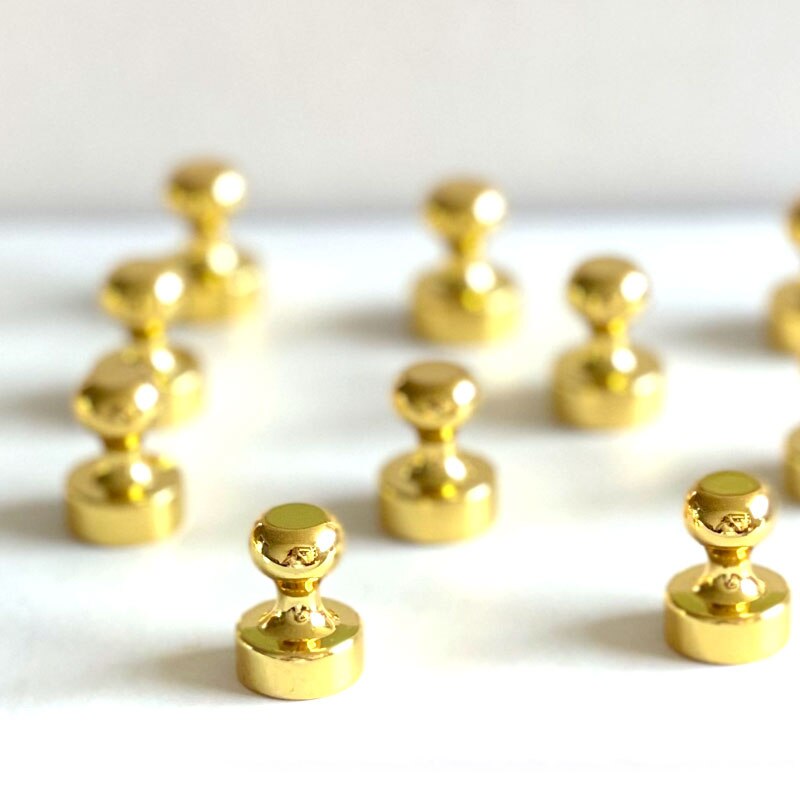 20Pcs Gold Magnet Pins For Refrigerator Strong Magnetic Push Pin School Kitchen Tool Portable White Board Cones Home Office