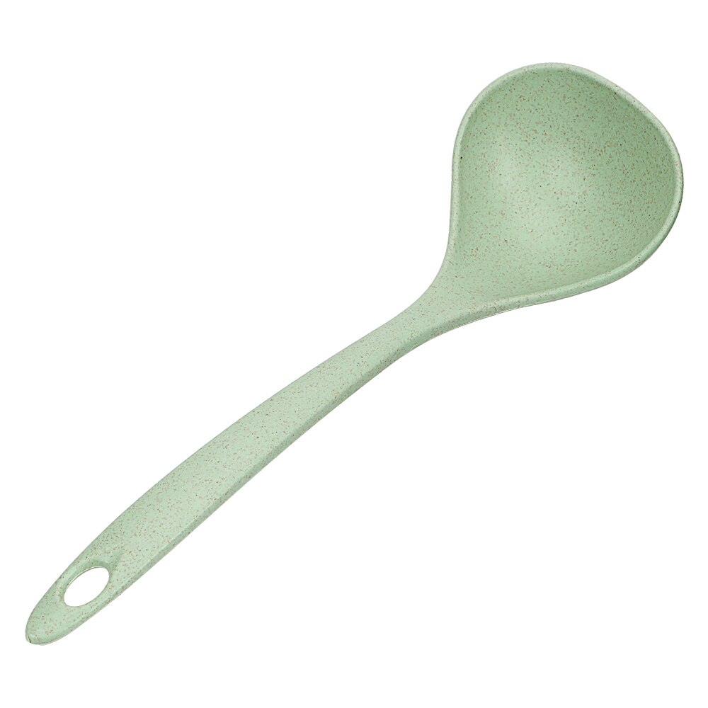 HILIFE cuchara de comida de mango largo cazo cuchara sopera vajilla suministros de cocina paja de trigo respetuoso con el medio ambiente: green