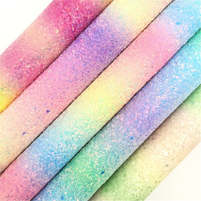 Amonglitter Rainbow hojas de tela de cuero grueso de brillo, tejido brillante para bolsas y zapatos de lazos de bricolaje 21x29cm tamaño A4 MB013A