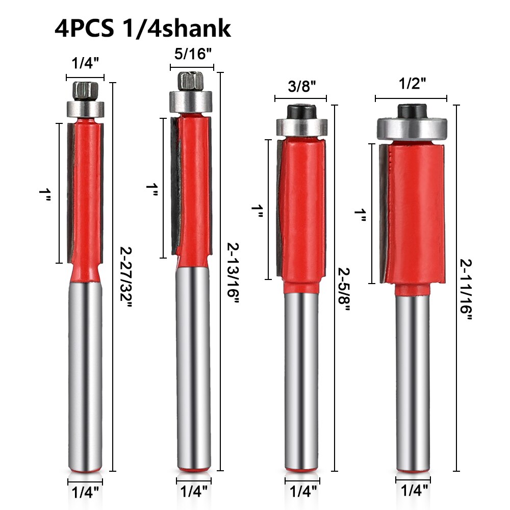 4 stk 6mm skaft 1/2 &quot; spyle listverk fres med pilsner til tre wolframkarbid freser til trebearbeidingsverktøy