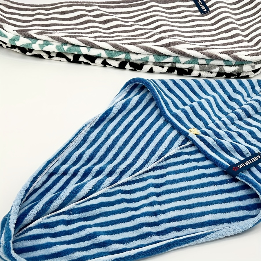 Serviette sèche pour cheveux en microfibre rayée, absorbante, douce au toucher, à séchage rapide, pour le bain, la plage et les voyages