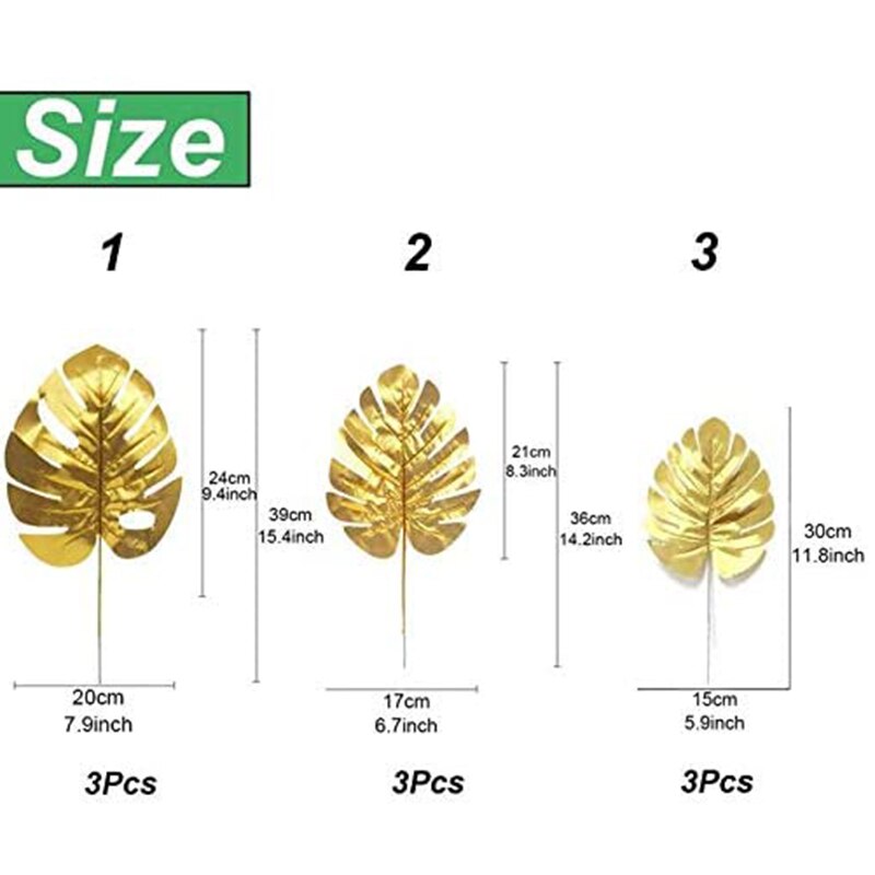 24 stk kunstige blade guldpalme blade gyldne tropiske planter palme blade til bryllup hjem diy dekorationer forsyninger
