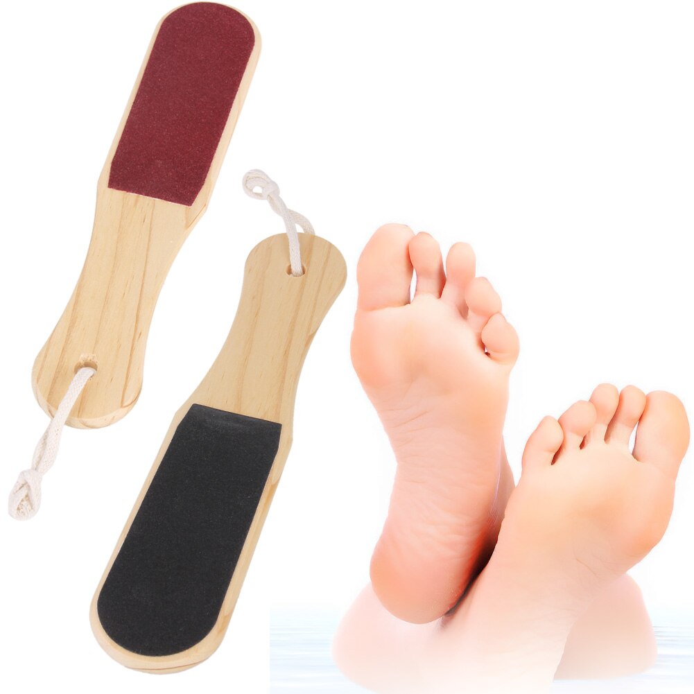 1Pc Dubbelzijdig Voet Bestand Care Dead Skin Eelt Remover Pedicure Tool Pedicure Cleaner Hout Voetverzorging Bestand gereedschap