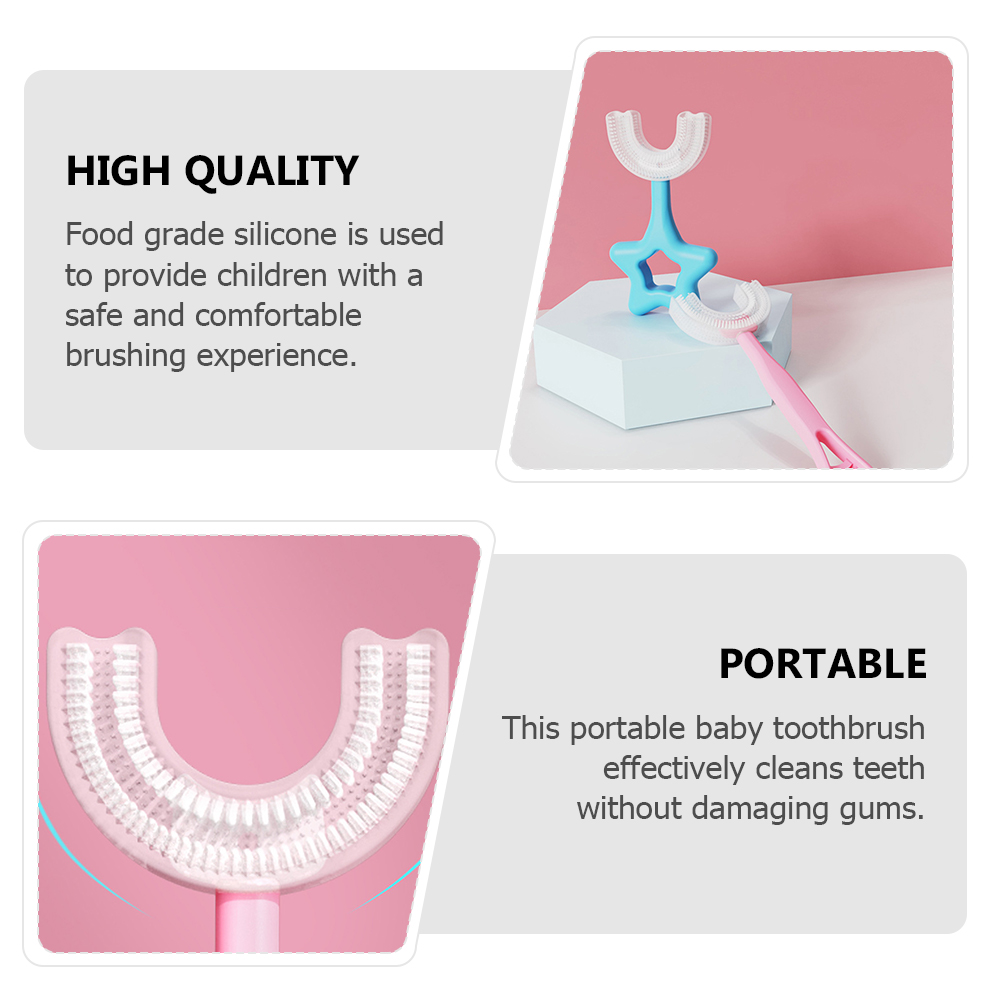 Spazzolino da denti per pulizia orale per bambini in Silicone a forma di U manuale da 4 pezzi