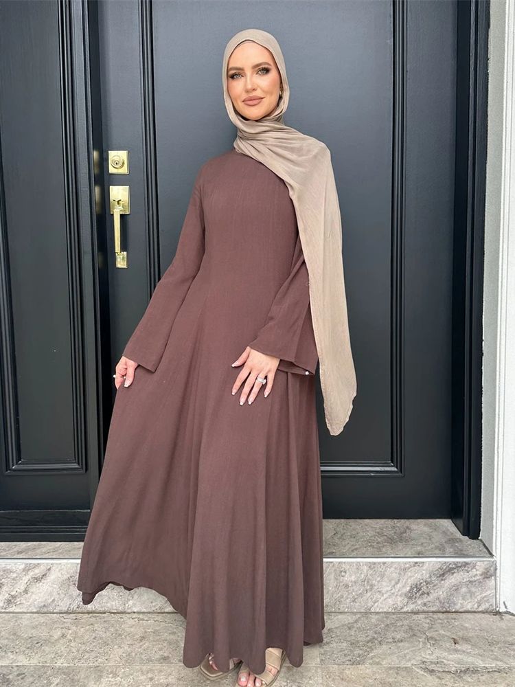 Ramadán Modesto Abaya Dubai islámico musulmán Kaftan vestido ropa de oración mujeres Vestidos Para Mujer bata caftán Marocain Mujer: S / Castaño