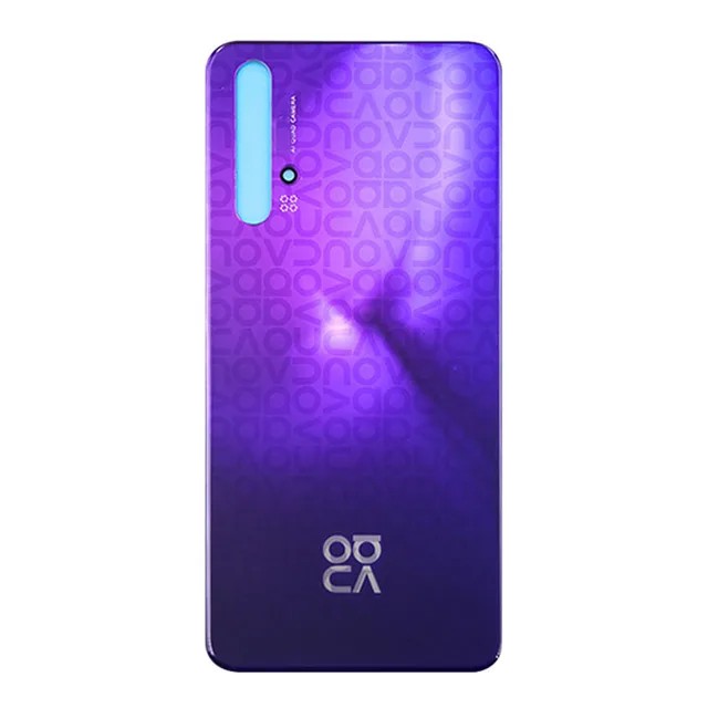 Gloednieuw Voor Huawei Nova 5T Batterij Back Cover 3D Glazen Paneel Achterdeur Nova 5T Glazen Behuizing Case met Lens Lijm Vervangen: Rood