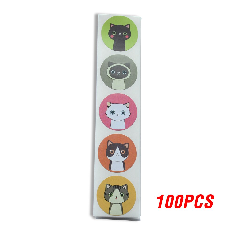 100-500pcs/roll Lovely Cat Stickers For School Reward Stickers Classroom Decoration Encouragement Sticker For Student Teacher: QY576-100pcs