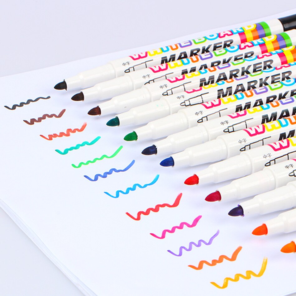 12 Kleuren White Board Maker Pen White Board Whiteboard Marker Vloeibare Krijt Uitwisbare Glas Keramiek Maker Pen Wissen