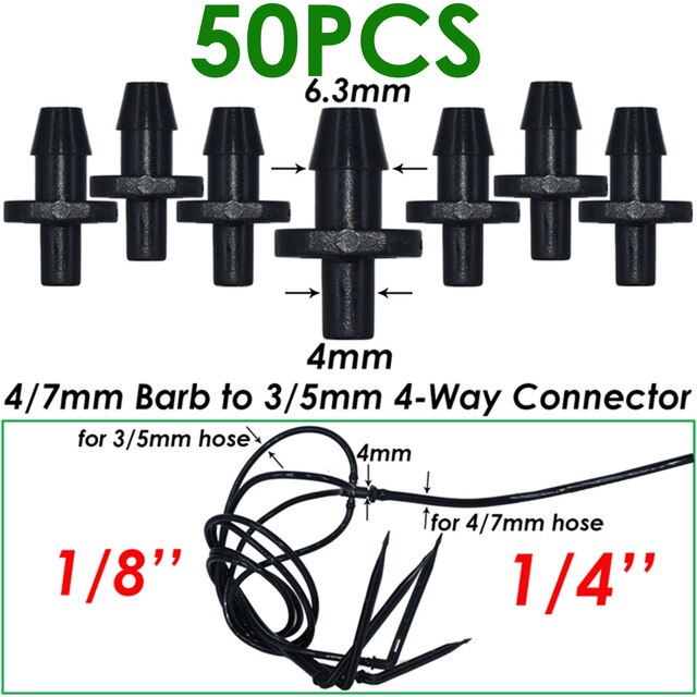 Irrigation 2L/4L/8L Steady flow dripper with 4-way cross Connector Agriculture Drip water irrigation Drip arrow connector 20Sets: KSL01-266-50PCS