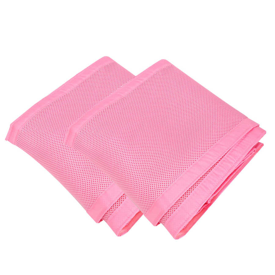 2 pçs respirável malha berço forro infantil berço pára-choques protetor de cama acessório do bebê protetor 4 lados berço forro: Rosa