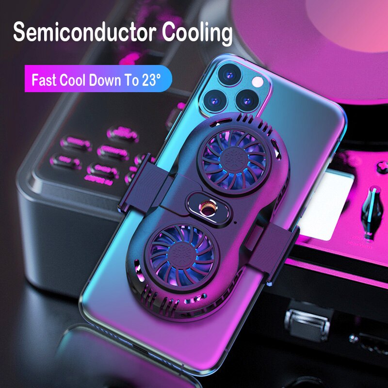 Semiconductor Mobile Phone Radiator 2 Fan Holder Cooling Pad Mobile Phone Cooler Controller Heat Sink Mute Mobile Phone Radiator