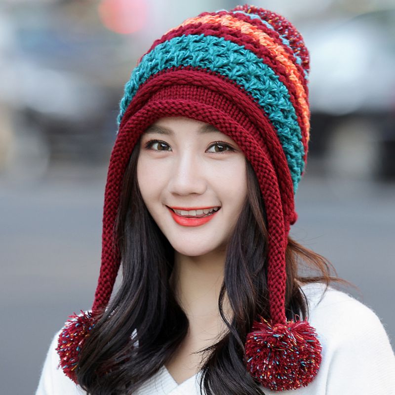Women Winter Knitted Beanie Hat Cold Weather Warm Skull Cap Cute Casual Girls Knit Cap