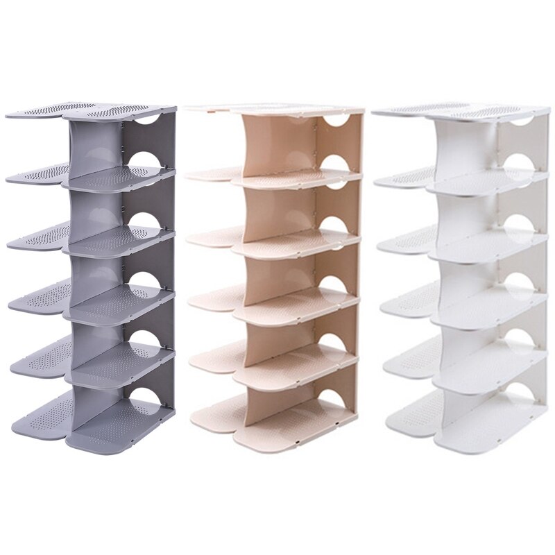 6 Layers Shoe Organizer Rack DIY Assembly Stackable Adjustable Multifunction Storage Shelf Stand Box for Entryway Closet