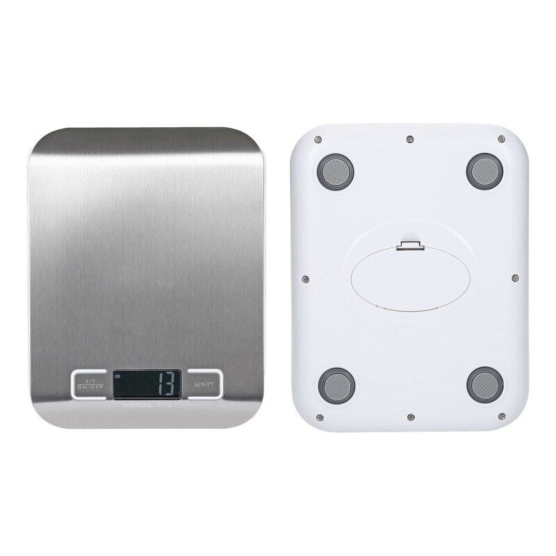 10kg 5kg Stainless Steel Kitchen Scale Household Waterproof Digital Food Baking Gram Kitchen Electronic Scale Coffee: Battery / 10KG 1g