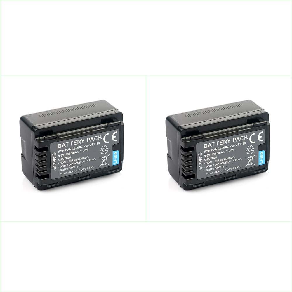 LANFULANG VW-VBT190 VW VBT190 rechargeable Battery Camera Batteries for Panasonic HC-VX980 HC-W580 HC-V180 HC-V380 HC-WXF995: 2PC Battery