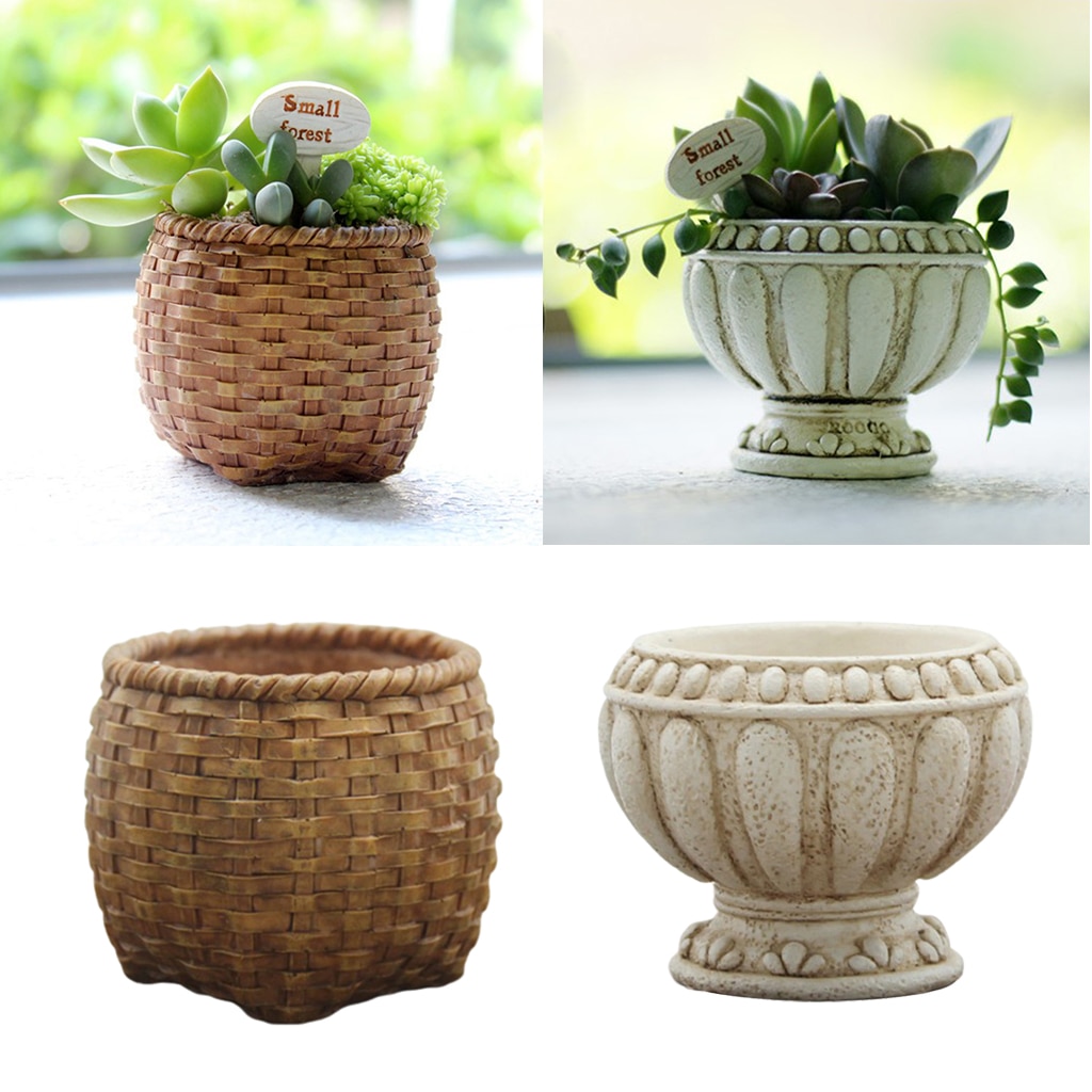 Vintage stil harpiks saftig planter potte kaktus planter boks fairy hage dekor diy hjemme desktop blomsterpotte