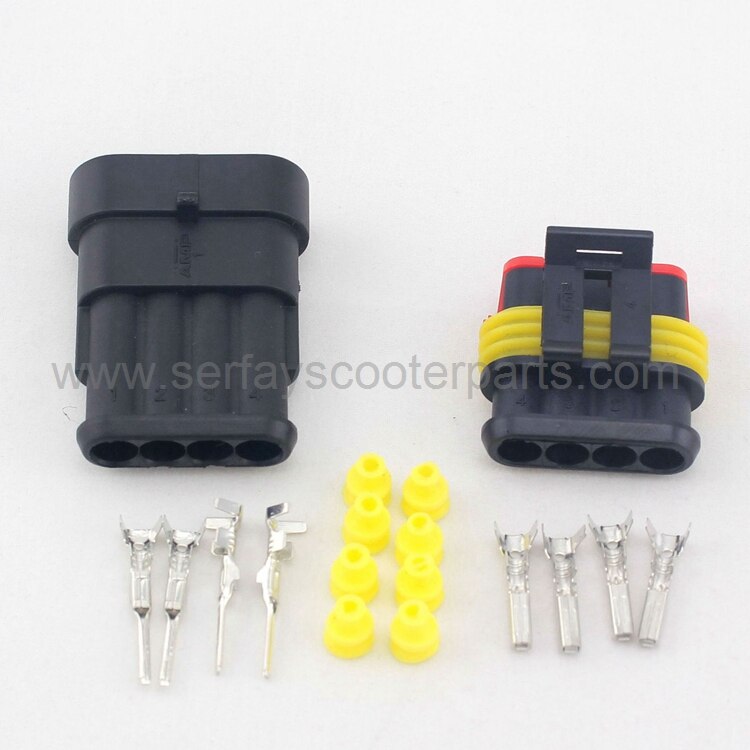 4 pin waterproof power connector for mobility scooter parts power wheelchair and car AMP SUPERSEAL 1.5 SERIES 4P PL