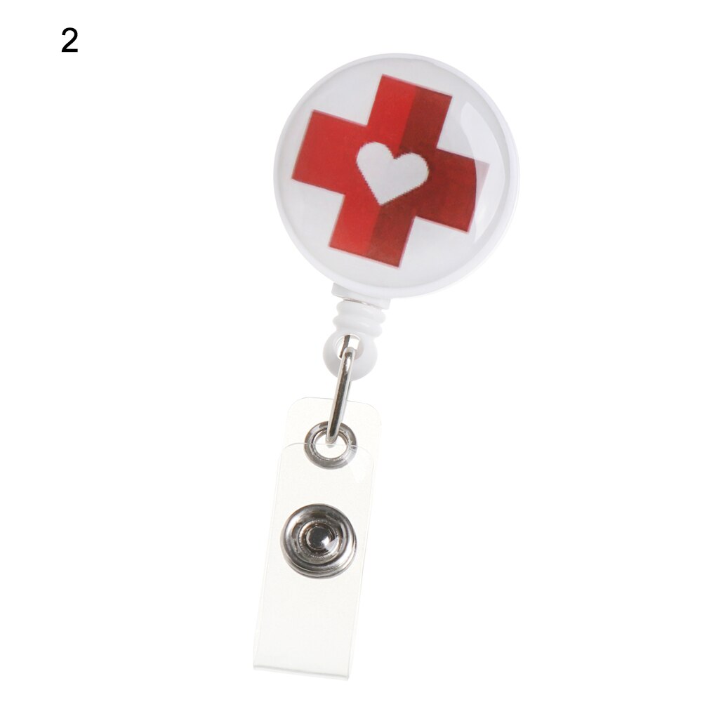 Unisex udtrækkelig sygeplejerske-emblem hjulclips ic-identifikationskortpladeholder sjov kontorskoleartikler: 2-2