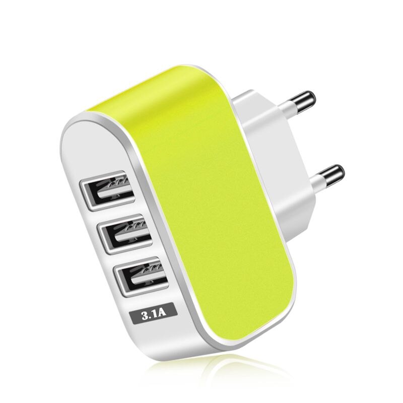 Universal 3 Ports USB Charger Wall Travel 3.1A Fast Charging Charger Adapter For Xiaomi Samsung S7 Tablets Phone EU/US Chargers: EU Plug / Green Charger