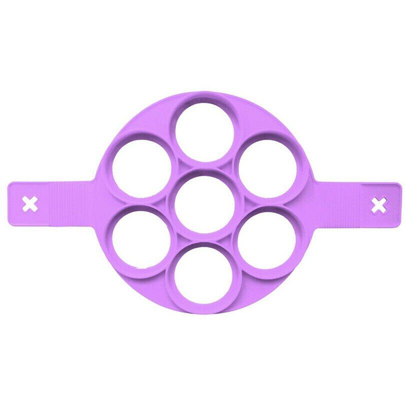 Gebakken ei pannenkoek antiaanbak siliconen pannenkoek ring mal kookkeukengereedschap vormen omeletvorm keukenaccessoires: Paarse ronde