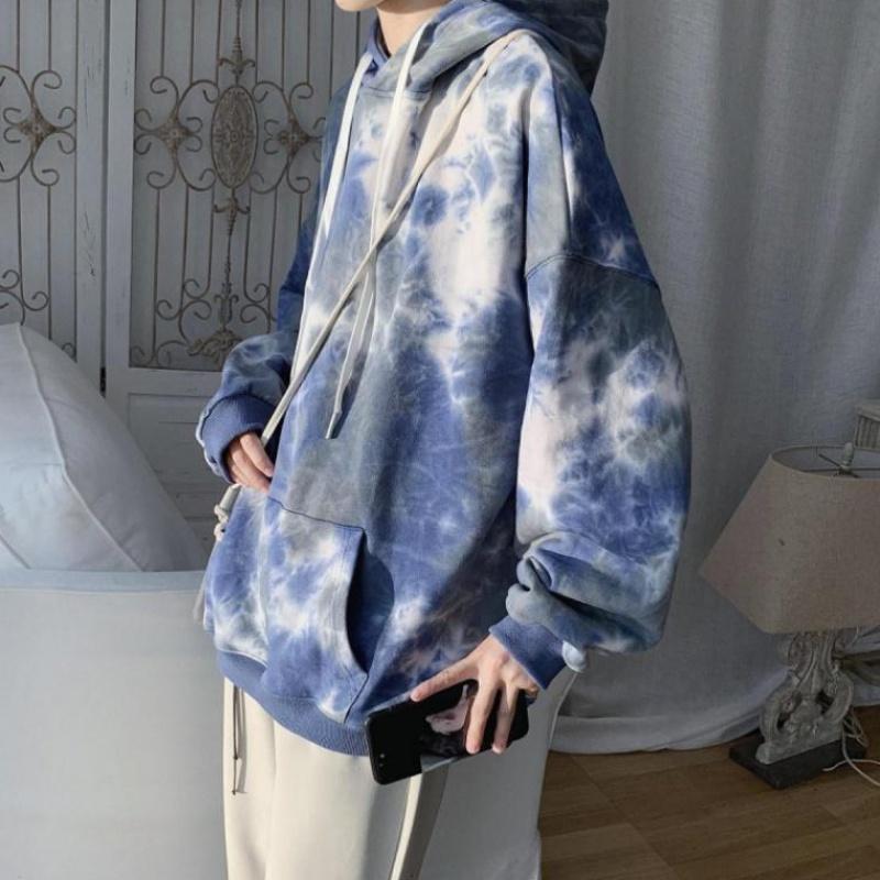 Hettegenser genser menn fritidsslipsfarge farge høst elegant hette løse klær hofte hopp stil alle kamp menn elegant streetwear
