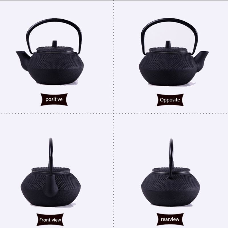 Style Cast Iron Kettle Teapot Comes With Strainer Tea Pot 300ml (Black)