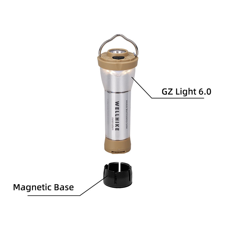 WELLHIKE Camping Light Camping Flashlight Portable Hiking Light Decoration Ambient Light: khaki