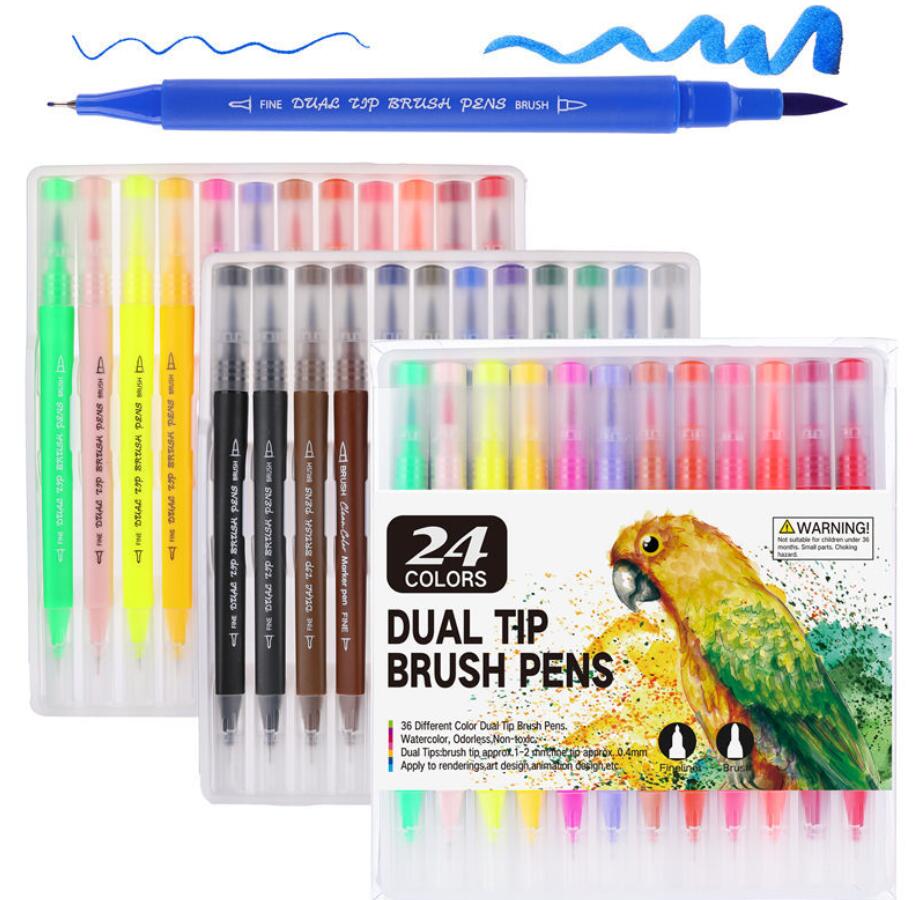 100 Kleuren Aquarel Borstel Pen Dual Tip Aquarel Markers Set Professionele Voor Tekening Schilderen Schoolbenodigdheden Briefpapier: 24 Colors