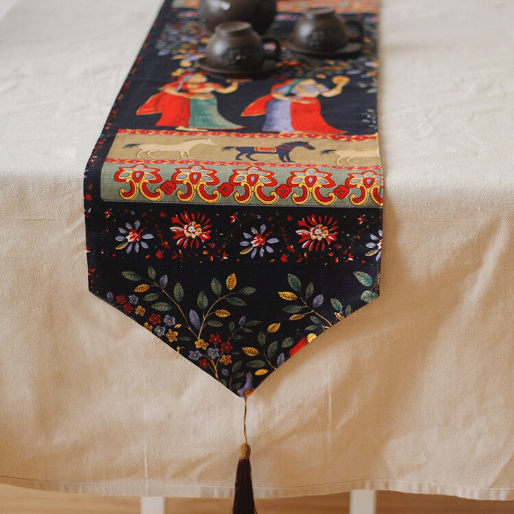 Thai style table runner southeast Asian tea mat cotton linen tea mat home dining runner bed runner cabinet cover