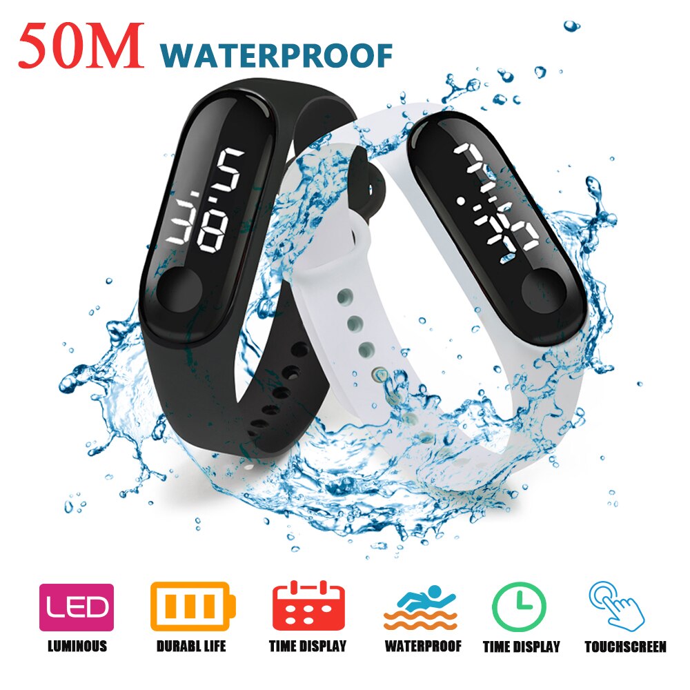 50M smart watch Waterproof Child Watch LED Sport Digital Watch Children Wristwatch Touch Screen Silicone Strap Watch for Kids