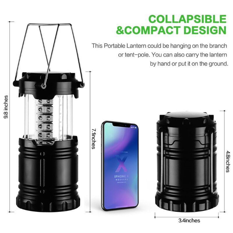 Myj bärbar ljus utomhus hopfällbar led hängande tältlampa 30 led cob campinglykta led campingljus