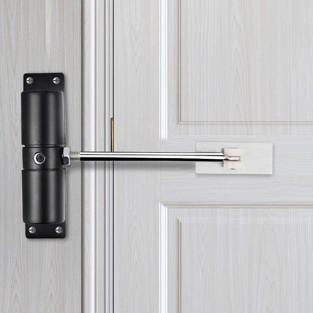 Brand Door Closer Automatic Adjustable Closers Light Duty Zinc Alloy Spring Door Closer（Black, white）