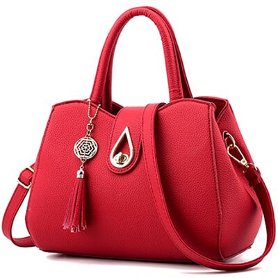 Sac à main à pompon pour femmes, sacoche à paillettes de gouttelettes d'eau, sac à bandoulière de grande capacité, sac à épaule de de styliste ZHP01: Wine Red