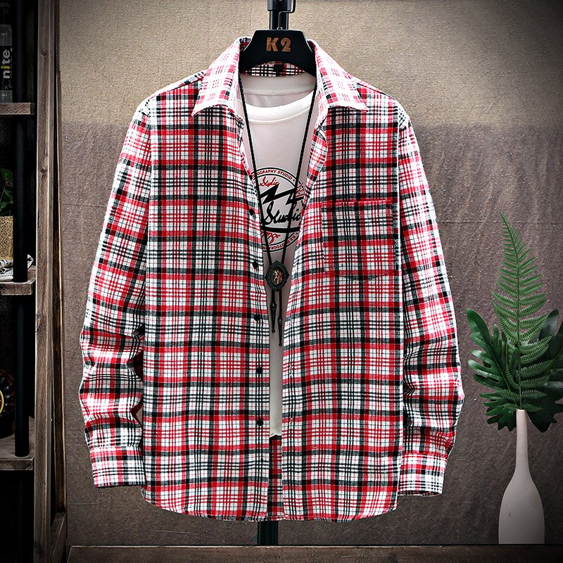 Rutete skjorter for menn sommer kortermet fritid slim fit rutete skjorte firkantet krage myke kausale herretopper med front