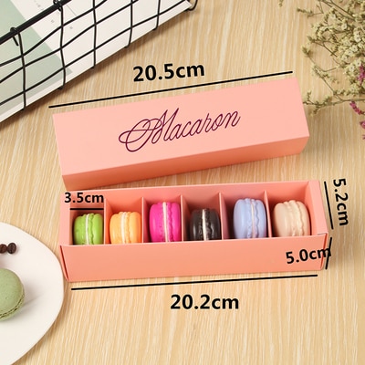 10/20Pc Wit Macaron Doos Met Roze Wit Zwart En Groen Dessert Macaron Dozen Gunsten En Verpakking dozen Voor 12 Macarons
